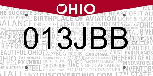 013JBB Ohio License Plate