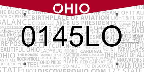 0145LO Ohio License Plate