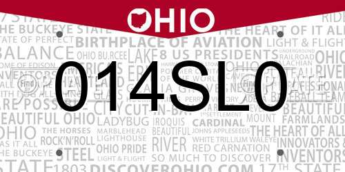 014SL0 Ohio License Plate