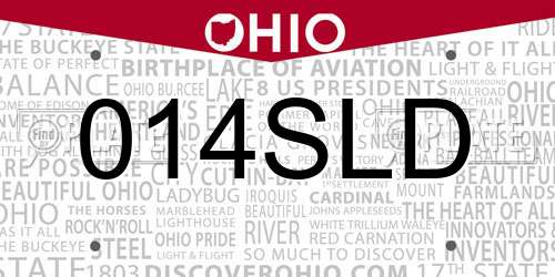 014SLD Ohio License Plate