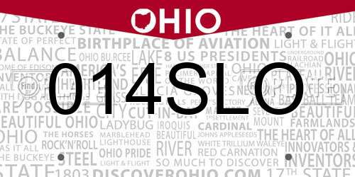 014SLO Ohio License Plate