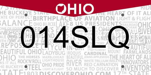 014SLQ Ohio License Plate