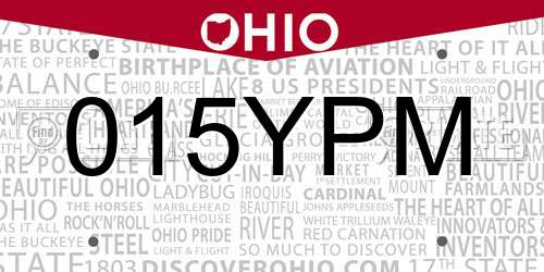 015YPM Ohio License Plate