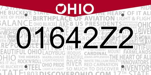 01642Z2 Ohio License Plate