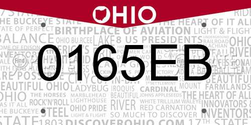 0165EB Ohio License Plate