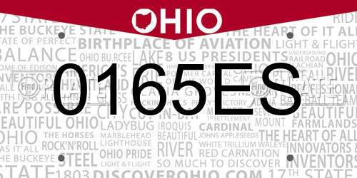 0165ES Ohio License Plate