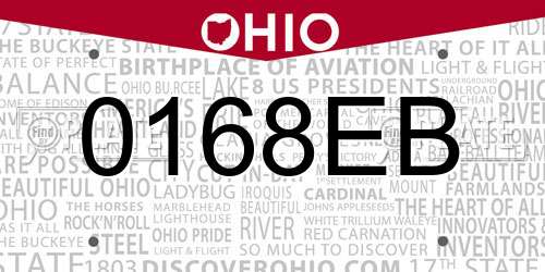 0168EB Ohio License Plate