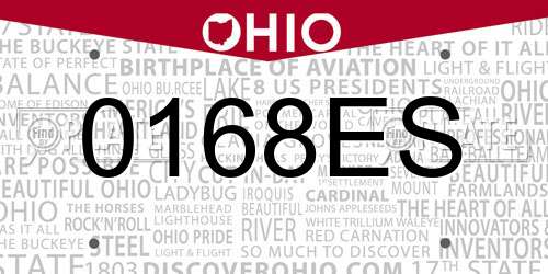 0168ES Ohio License Plate