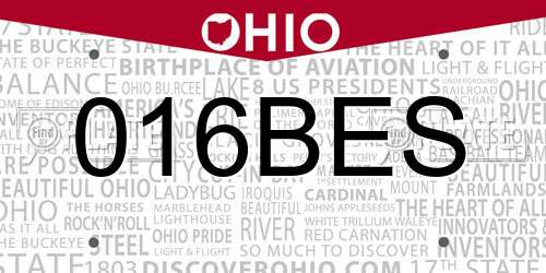 016BES Ohio License Plate