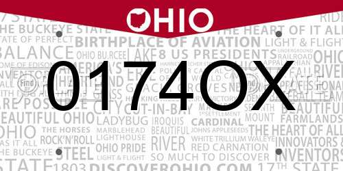 0174OX Ohio License Plate