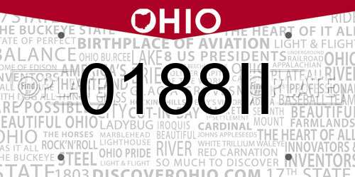 0188II Ohio License Plate