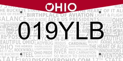 019YLB Ohio License Plate