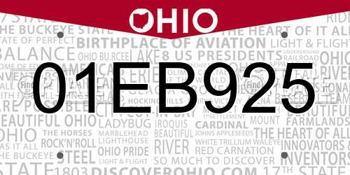 01EB925 Ohio License Plate
