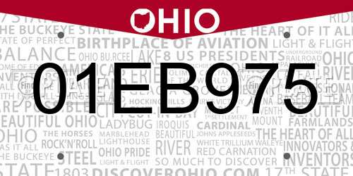 01EB975 Ohio License Plate