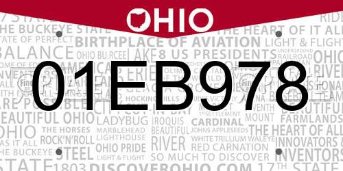 01EB978 Ohio License Plate