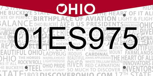 01ES975 Ohio License Plate