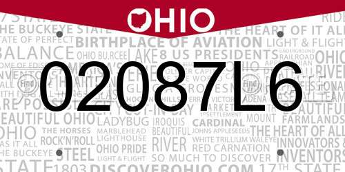 02087L6 Ohio License Plate