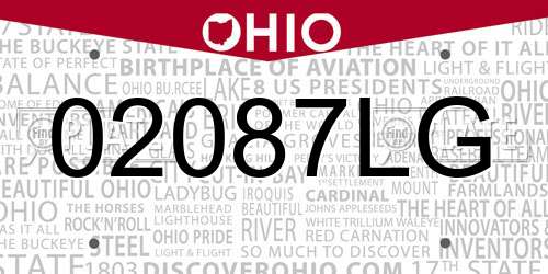 02087LG Ohio License Plate