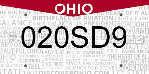 020SD9 Ohio License Plate
