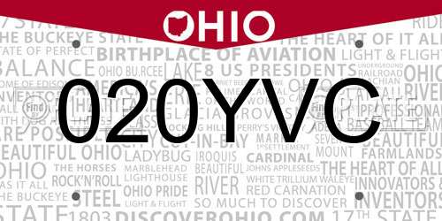 020YVC Ohio License Plate