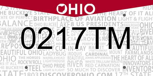 0217TM Ohio License Plate
