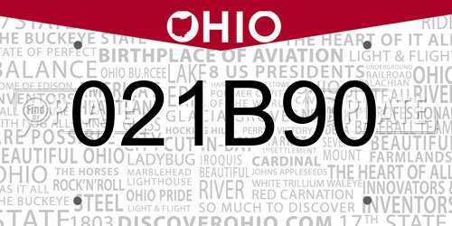 021B90 Ohio License Plate