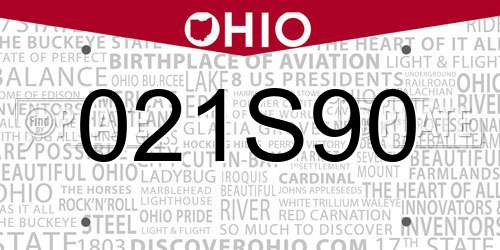 021S90 Ohio License Plate