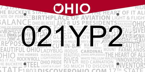 021YP2 Ohio License Plate