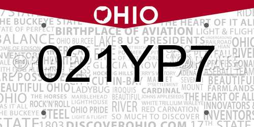 021YP7 Ohio License Plate