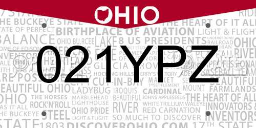 021YPZ Ohio License Plate