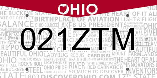 021ZTM Ohio License Plate