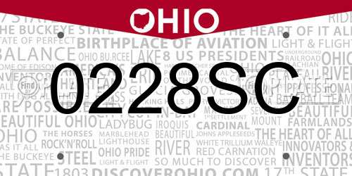 0228SC Ohio License Plate