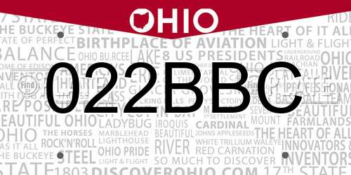 022BBC Ohio License Plate