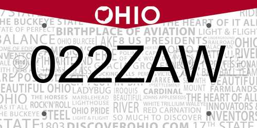 022ZAW Ohio License Plate