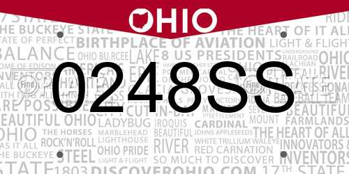 0248SS Ohio License Plate
