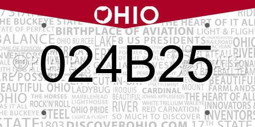024B25 Ohio License Plate