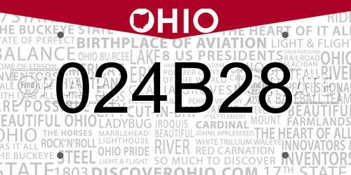 024B28 Ohio License Plate