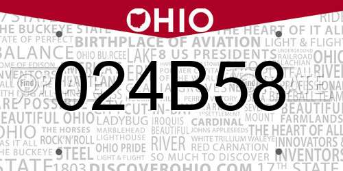 024B58 Ohio License Plate