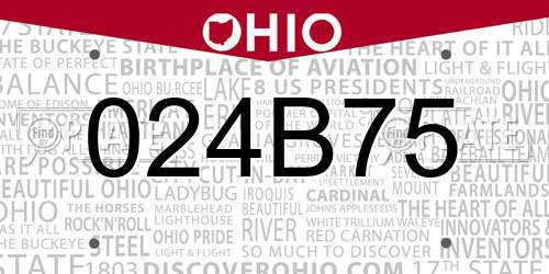 024B75 Ohio License Plate