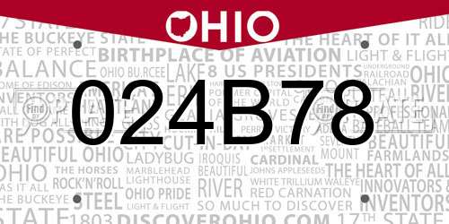 024B78 Ohio License Plate