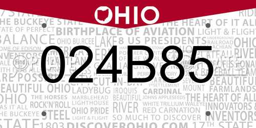 024B85 Ohio License Plate