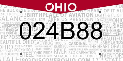 024B88 Ohio License Plate