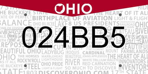 024BB5 Ohio License Plate
