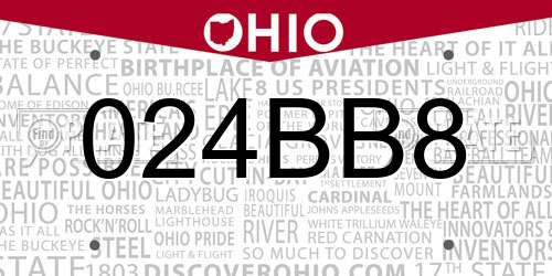 024BB8 Ohio License Plate