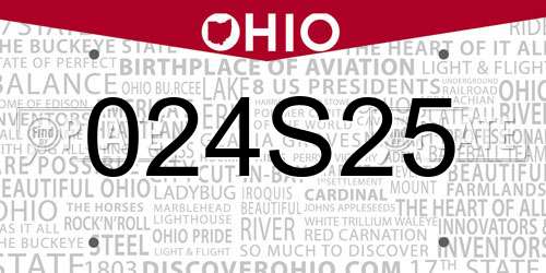 024S25 Ohio License Plate