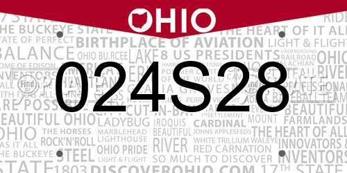 024S28 Ohio License Plate