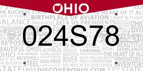 024S78 Ohio License Plate