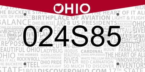 024S85 Ohio License Plate