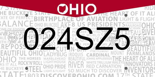 024SZ5 Ohio License Plate