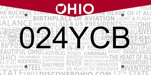 024YCB Ohio License Plate
